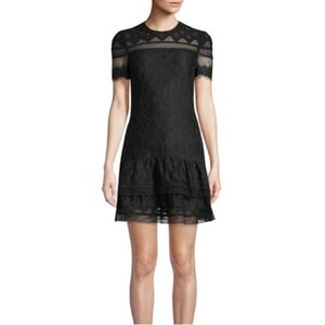 Jonathan Simkhai multimedia threaded mesh lace mini ruffle dress size 6